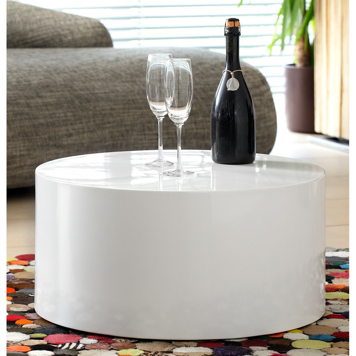 Salontafel rond 60 cm wit MDF