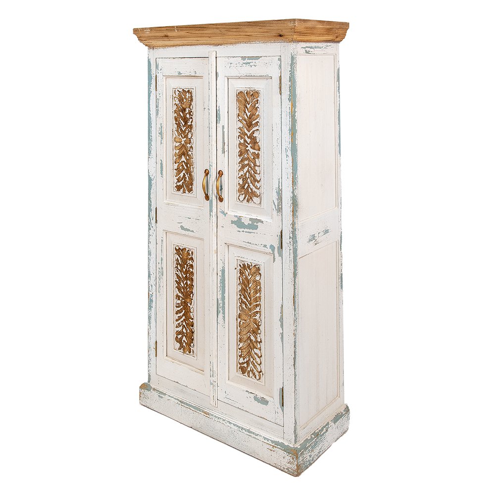 Wandkast 76x38x151 cm hout wit bruin