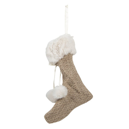 Kerstsok decoratie 15x2x20 cm beige