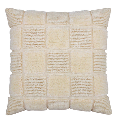 Kussenhoes 45x45 cm beige blokpatroon katoen
