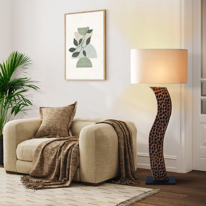 Vloerlamp acacia linnen naturel 171 cm