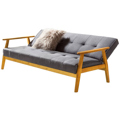 Slaapbank 190x85x81 cm donkergrijs geweven stof eucalyptus