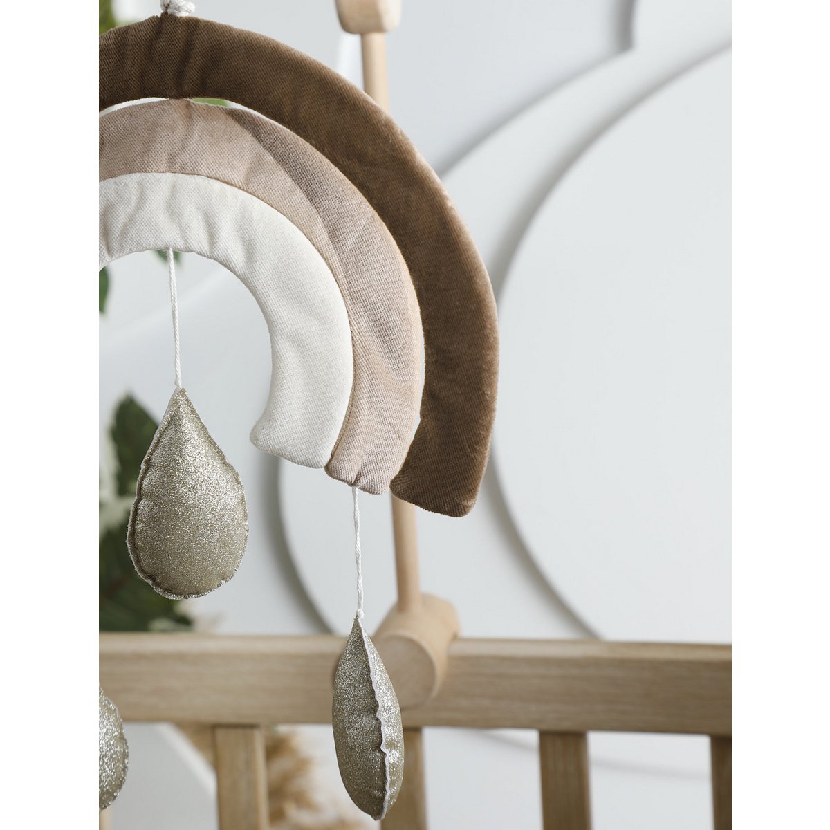 Wanddecor regenboog 30x20x35 cm fluweel bruin beige gebroken wit