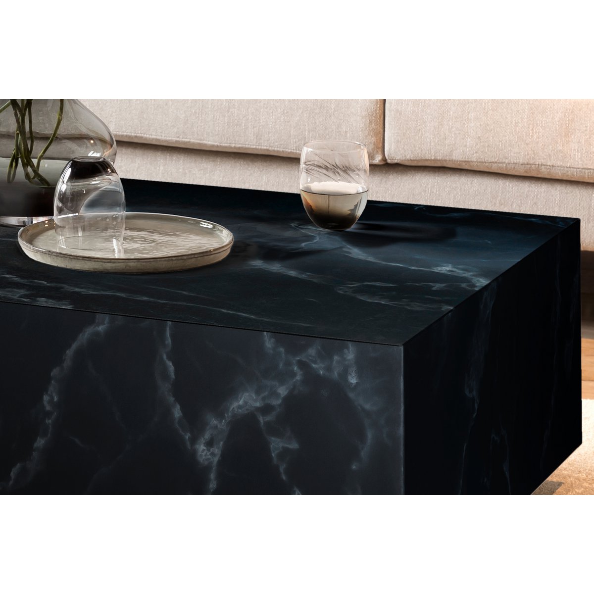 Salontafel 120x75x35 cm zwart marmerlook MDF