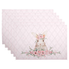Placemats Set of 6 48x33 cm Pink Cotton Rabbit