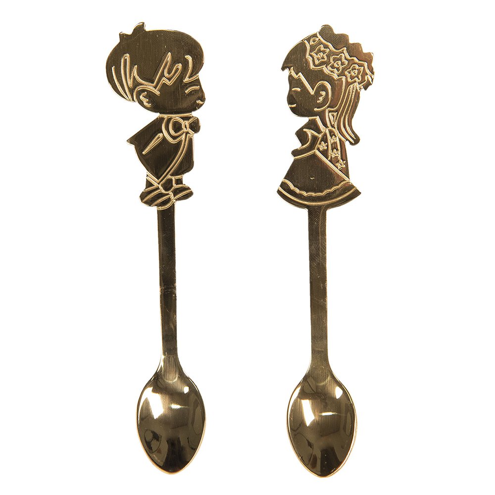 Spoons Set of 2 12 cm Gold-colored Metal Kids Teaspoons