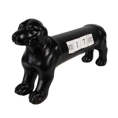 Aftelkalender hond 31x8x15 cm zwart polyresin
