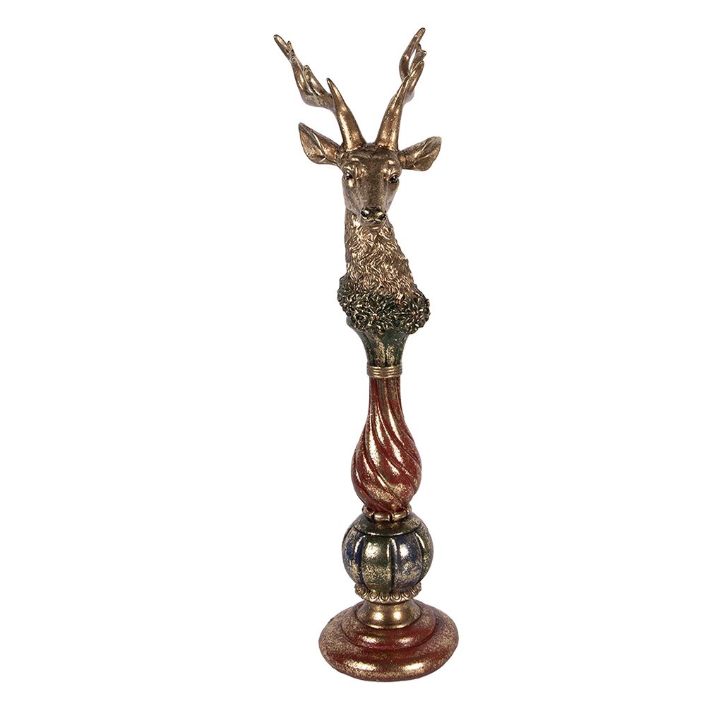 Decoratiebeeld hert 14x17x49 cm goudkleurig kunststof
