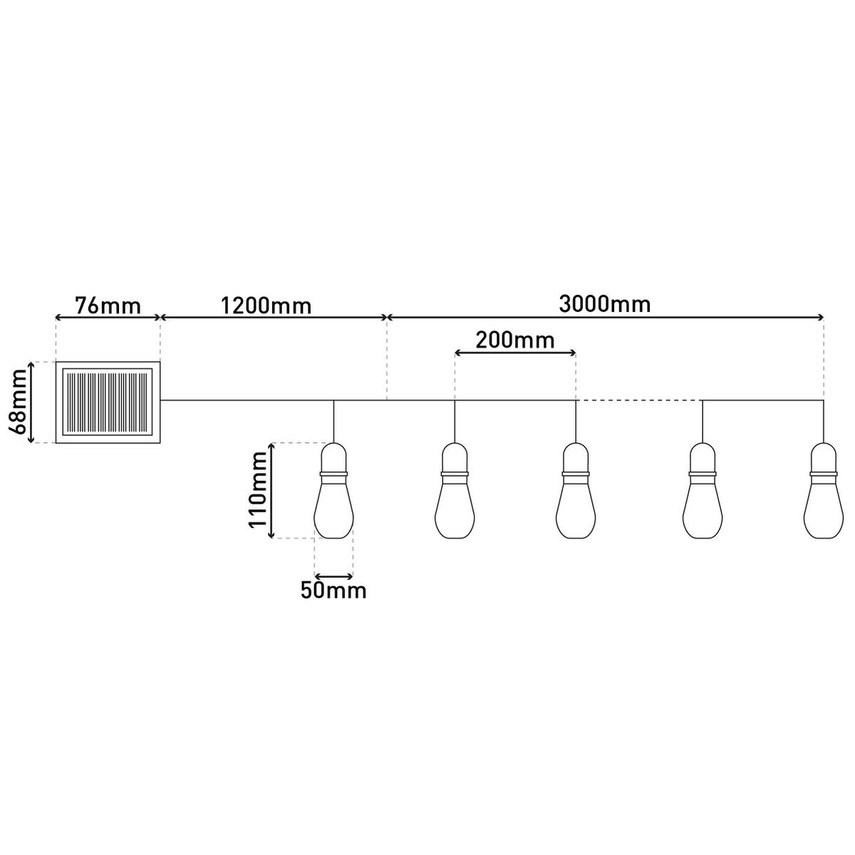 Lichtsnoer 10 LEDs zonne-energie plastic