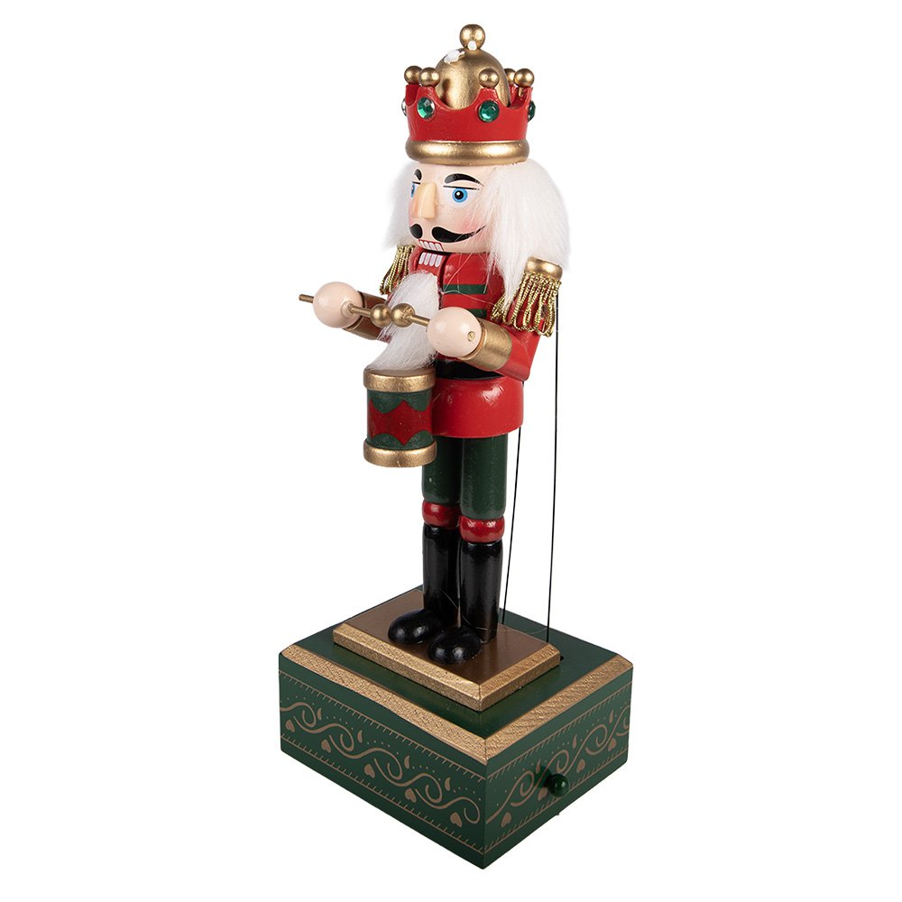 Muziekdoos notenkraker 30 cm groen hout
