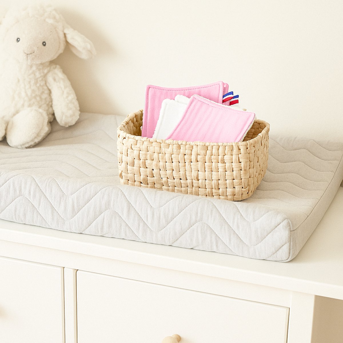 Washable cotton washable white and pink cotton