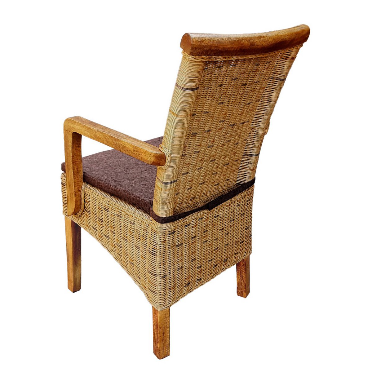 Eetkamerstoelen Set Van 2 Rotan Met Armleuningen Tabacco
