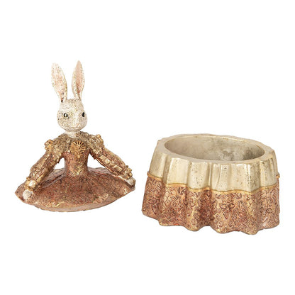 Sieradendoos konijn 18x12x25 cm beige goudkleurig