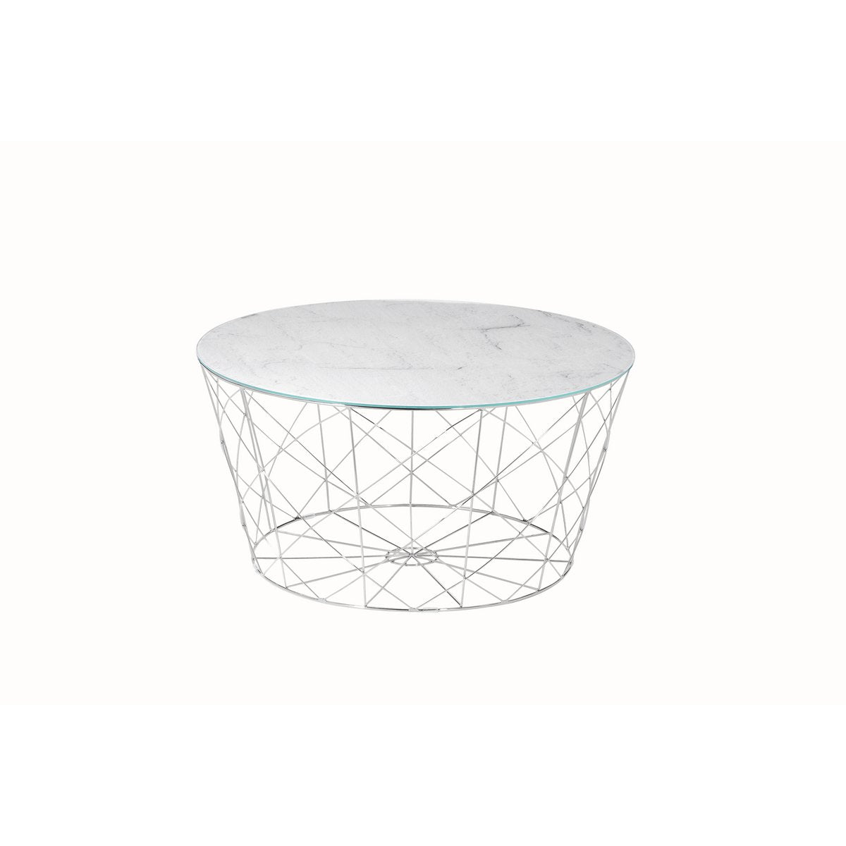 Salontafel Ø 80 cm glas marmerlook metaal