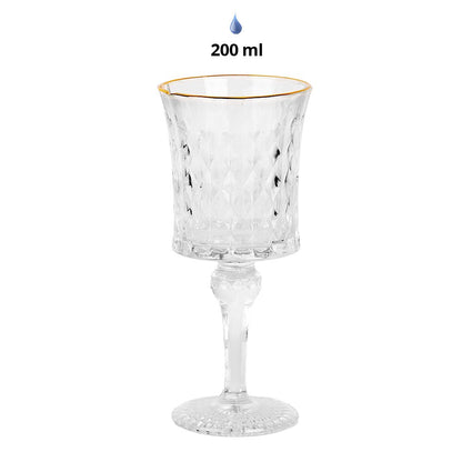 Wijnglas 200 ml transparant met gouden rand