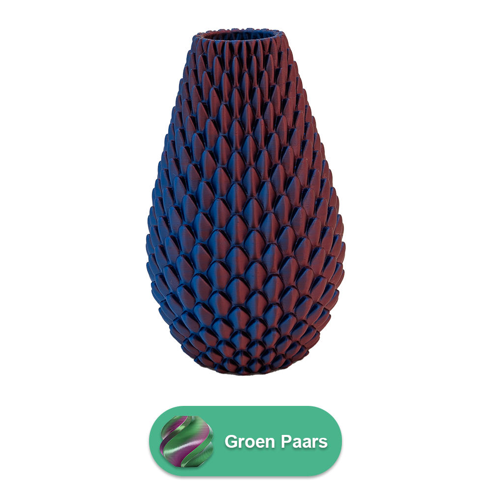 3D vaas PLA 20 cm groen/paars