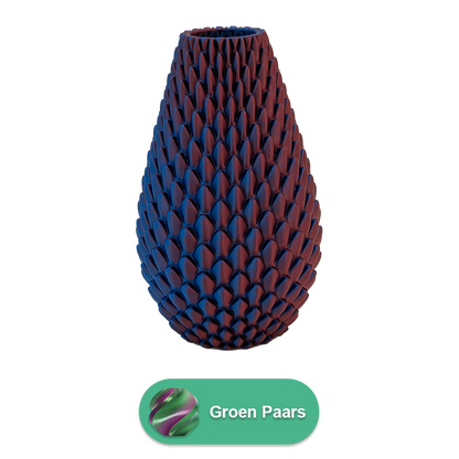 3D vaas PLA 20 cm groen/paars