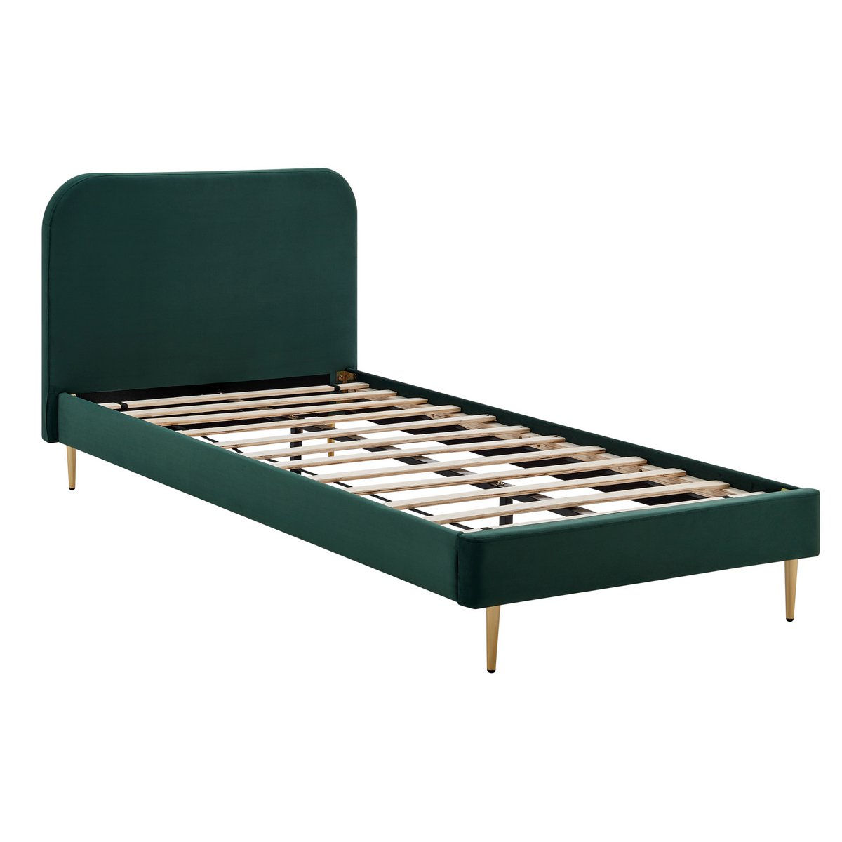 Gestoffeerd bed groen 90x200 cm