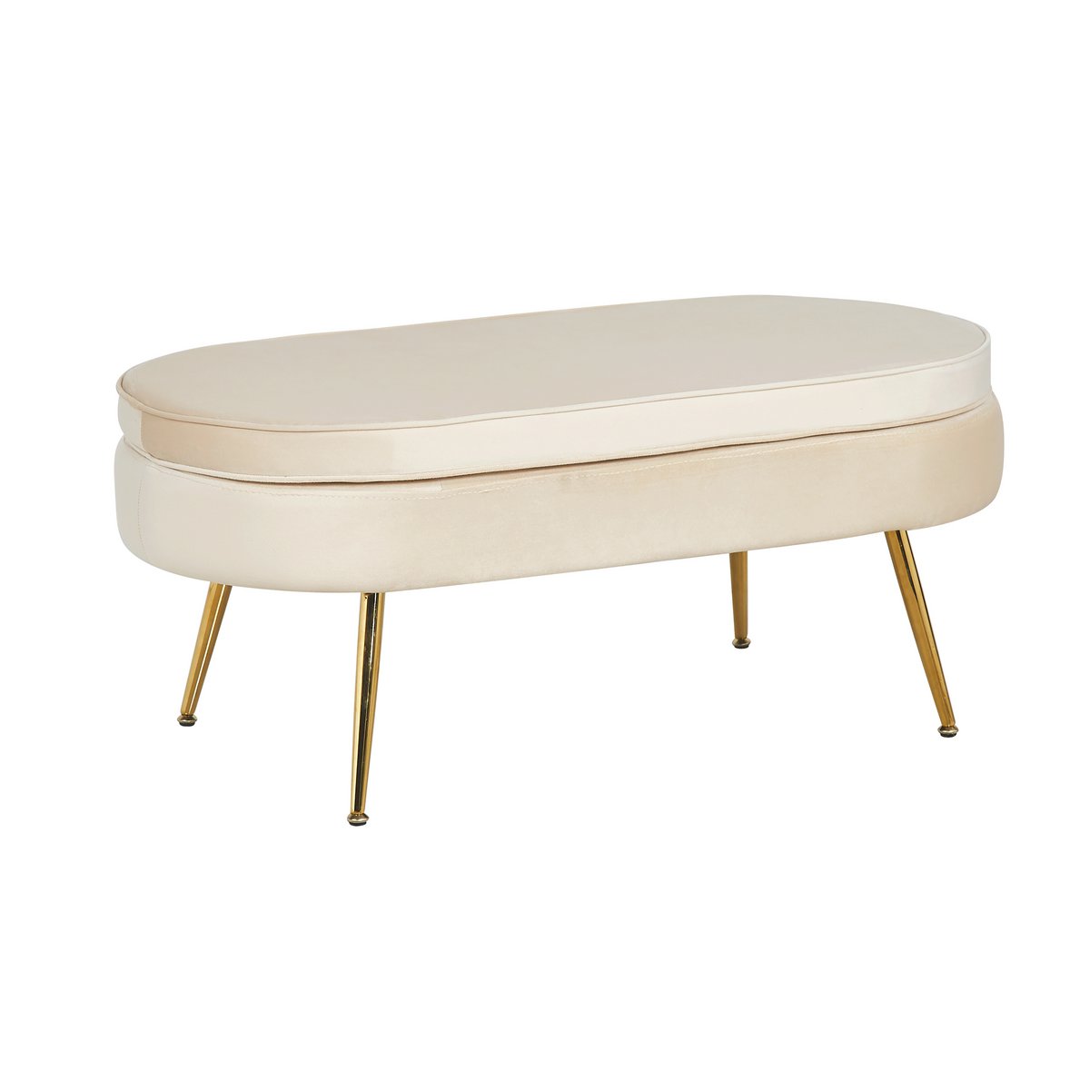 Poef ovaal 99x44x40 cm beige metaal