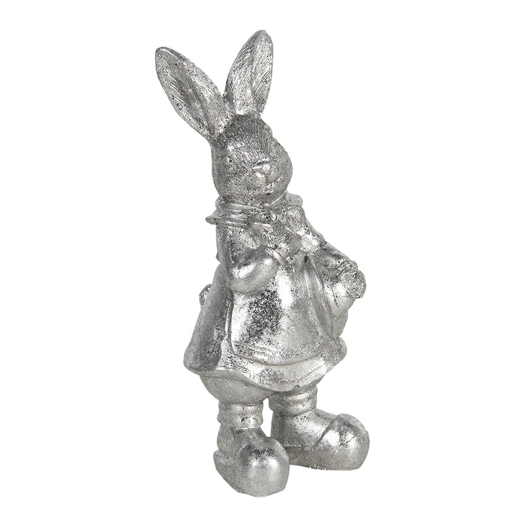 Konijn beeld 13 cm zilver kunststof
