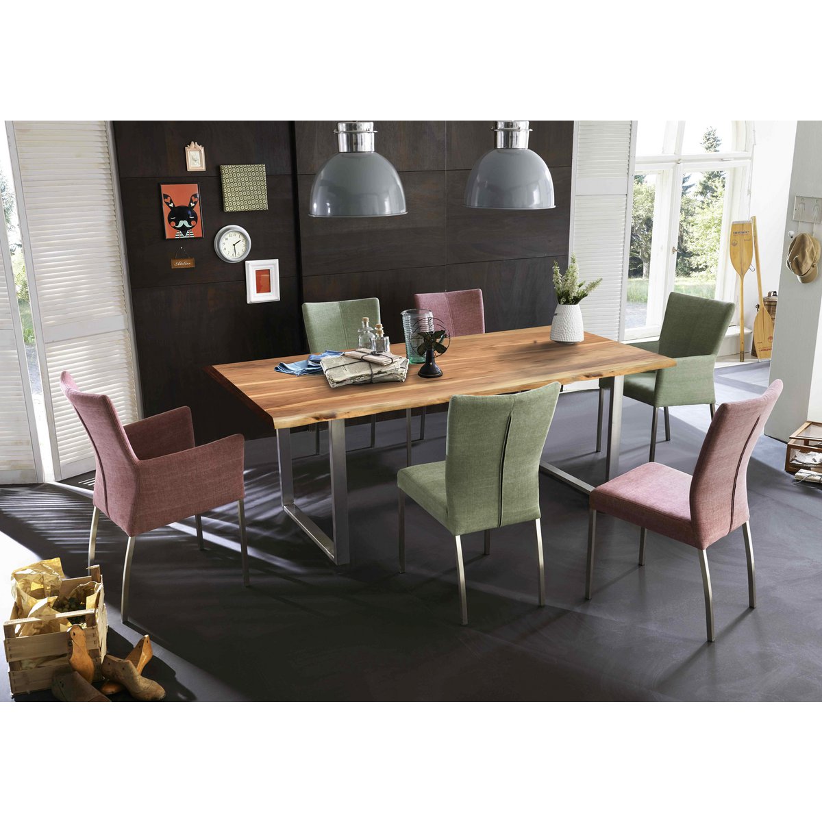 Table 200x100 cm, natural acacia, 36 mm