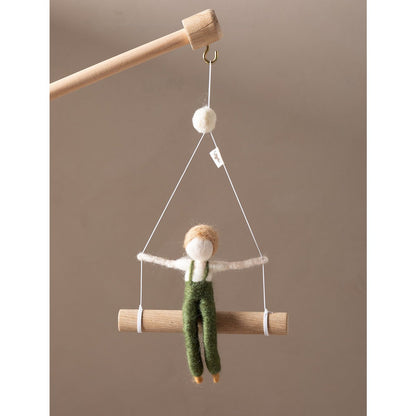 Wanddecoratie vilten figuur 30 cm wit groen