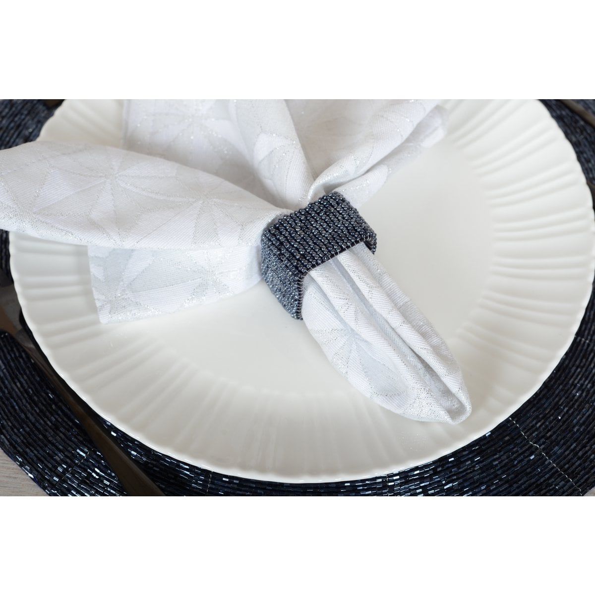 Handdoekringen metaal donkerblauw set van 4