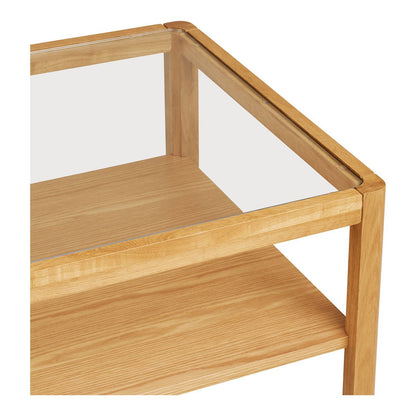 Salontafel eikenfineer glas naturel 110x60x45 cm