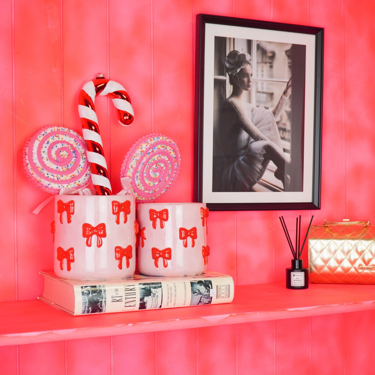 Bloempot 15,5x15,5x16 cm dolomiet licht roze/rood