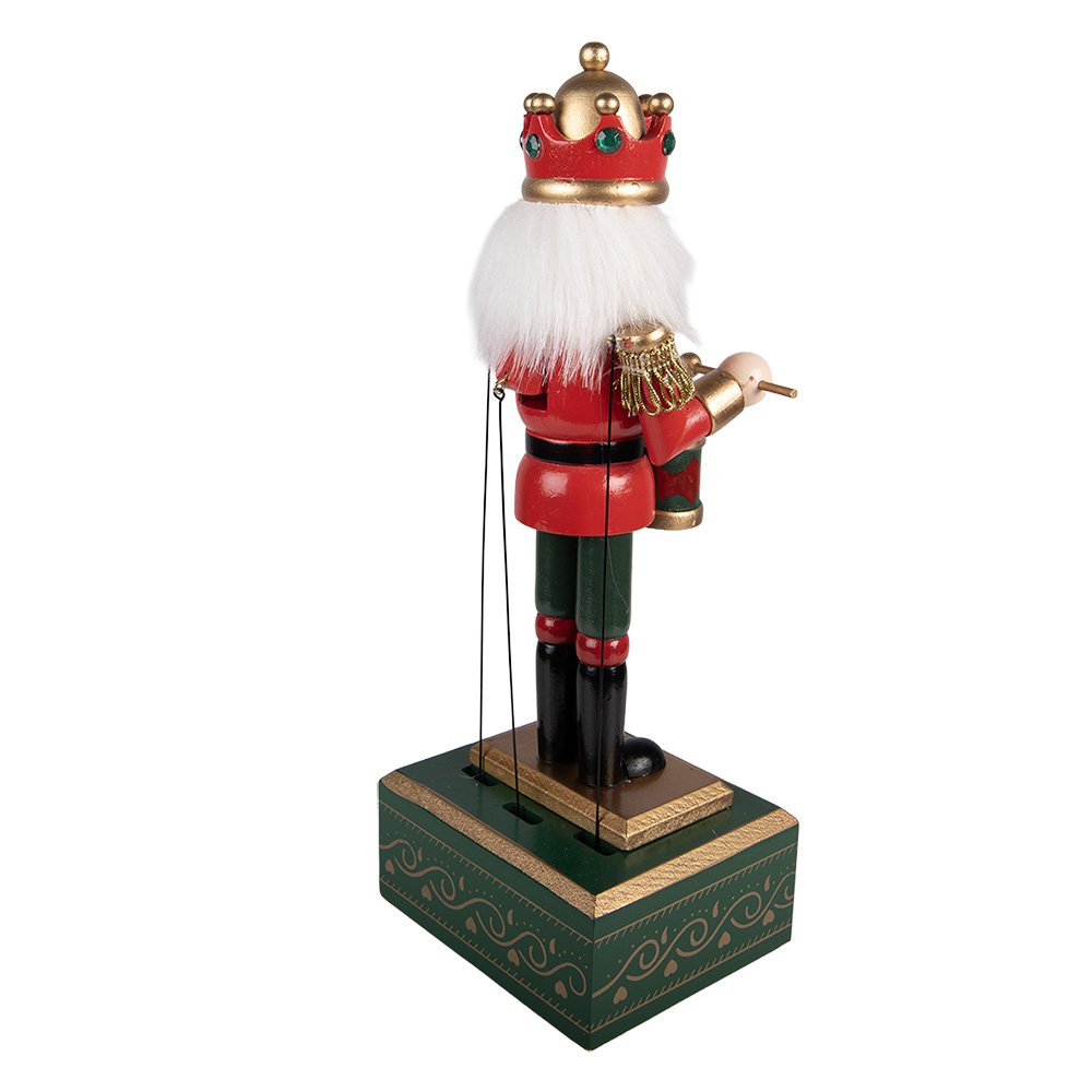 Muziekdoos notenkraker 30 cm groen hout