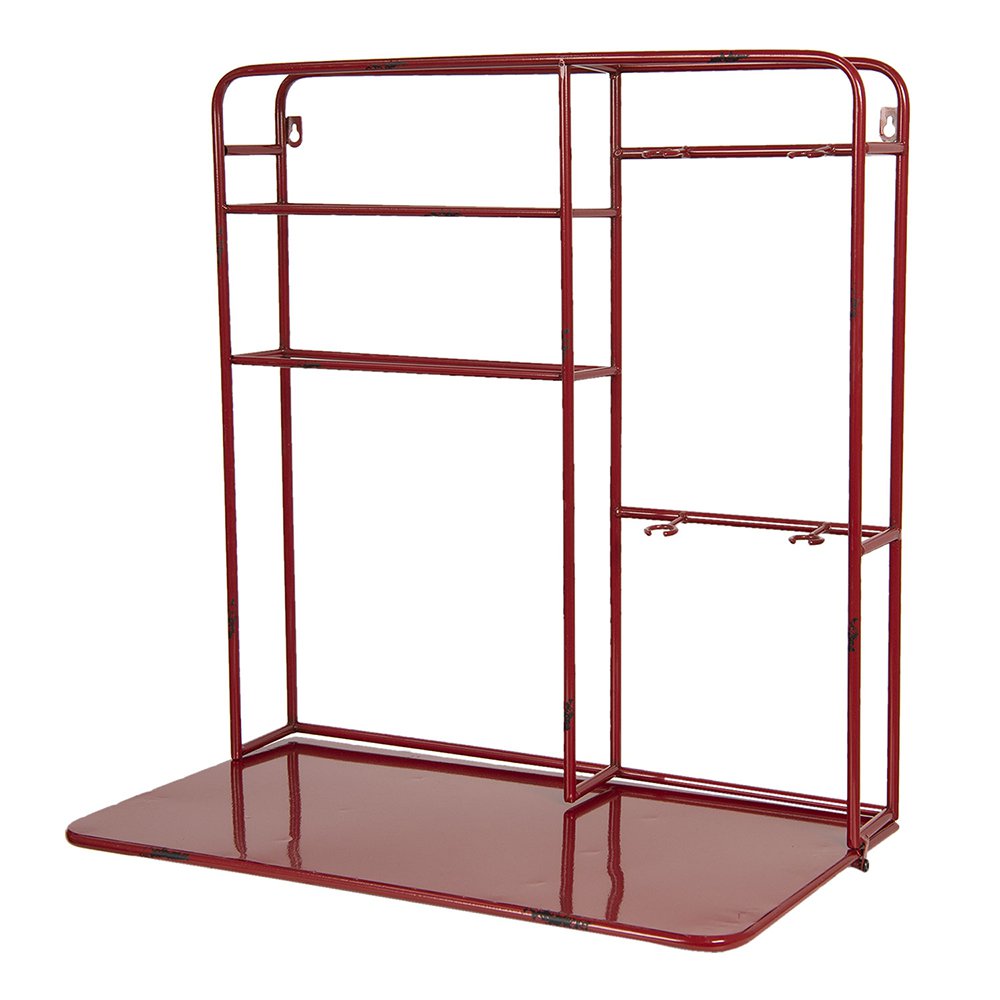 Wall Shelf 59x33x63 cm Red Iron Bottle Rack
