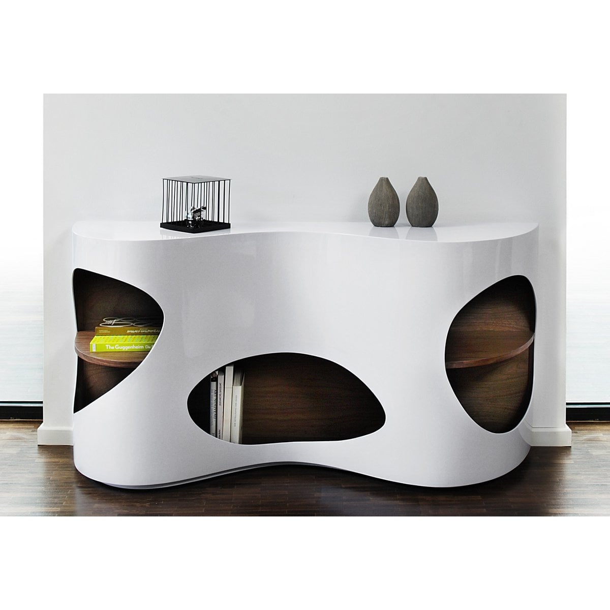 Sideboard 150x40x75 cm white/walnut