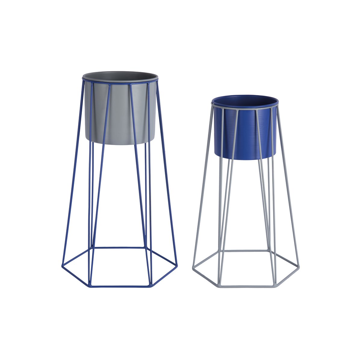 Plantenpot set ijzer grijs
