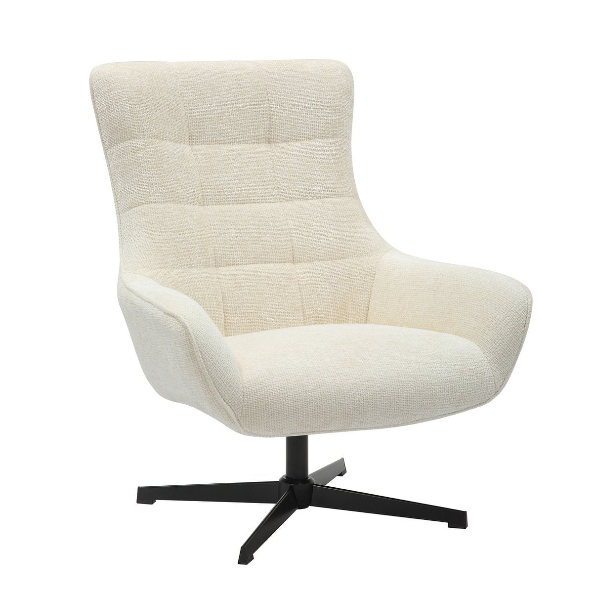 Fauteuil chenille stof draaibaar beige 81x85x103 cm