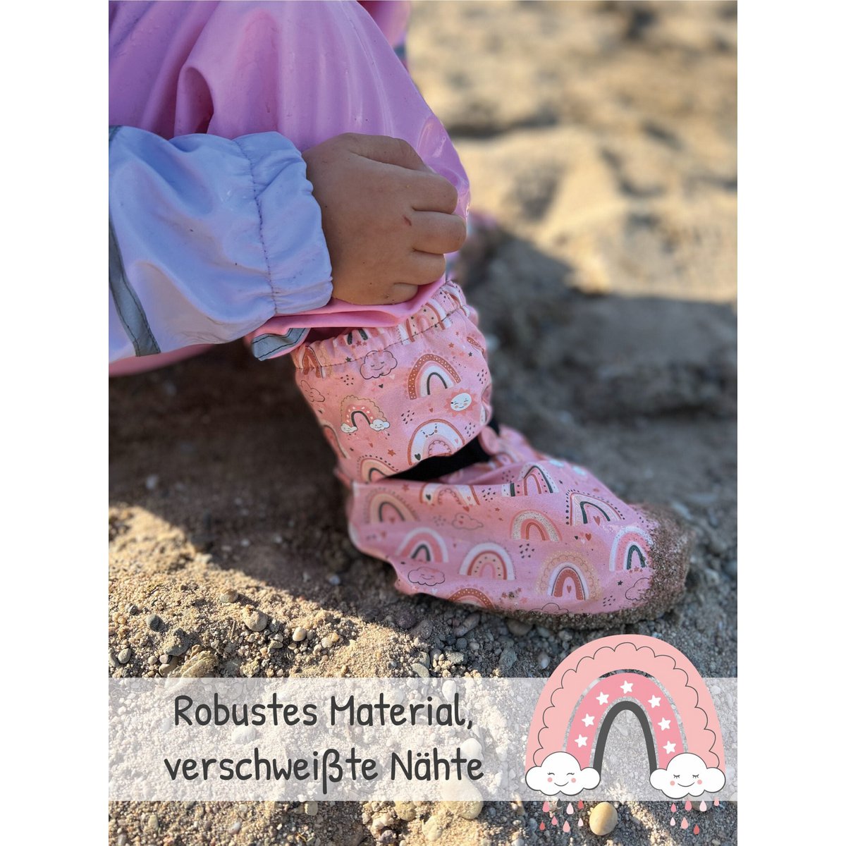 Kinder regenvoetjes fleece regenboog S M