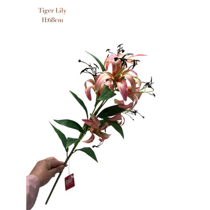 Tiger Lily Pink | Silk artificial flower | Length 68cm 1pc