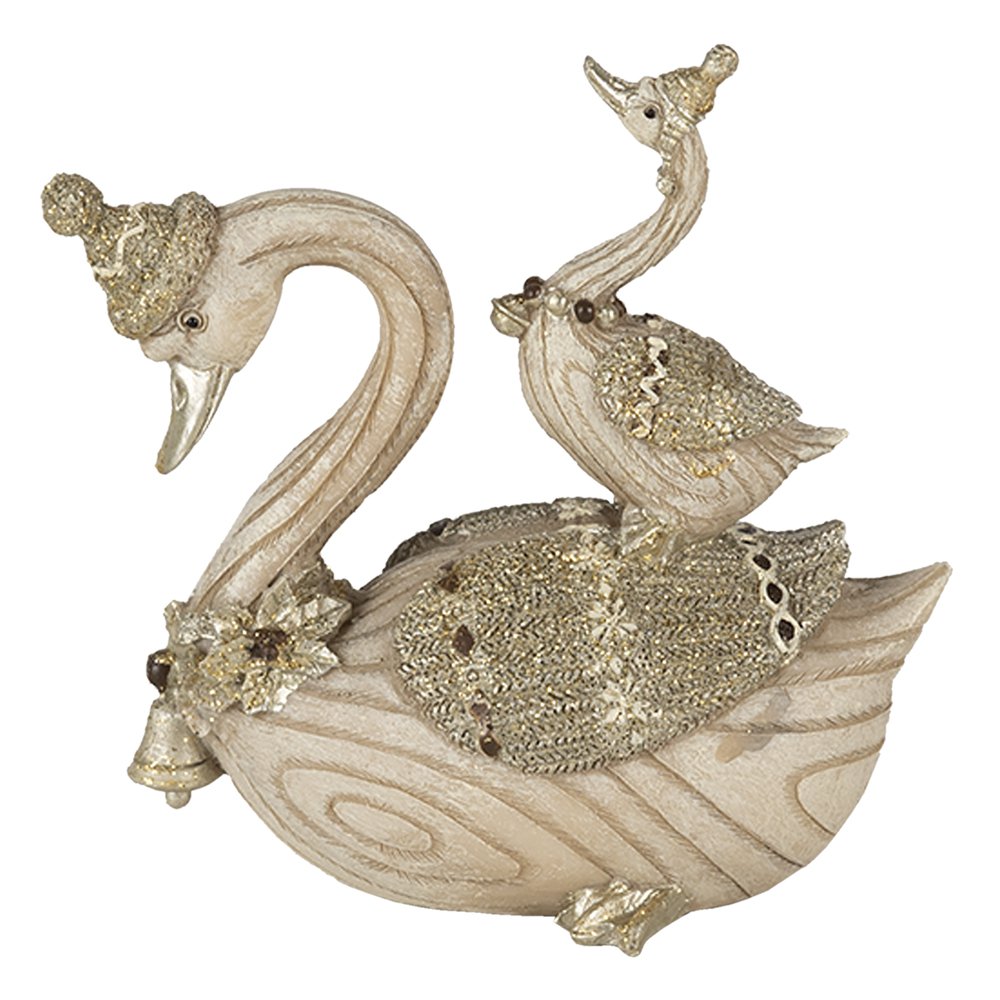 Zwaan beeld 11x6x10 cm beige kunststof