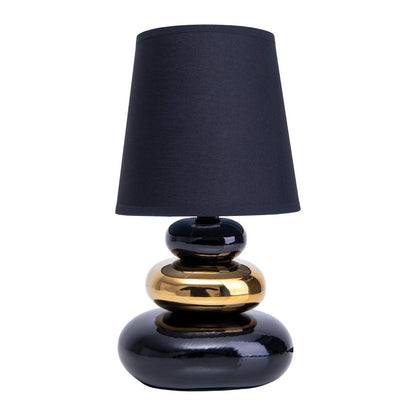 Keramische tafellamp "stoney", tafellamp gemaakt van keramiek en textiel in zwart, goud, met E14 -versie, tafellamp voor eetkamer, woonkamer, gang of kantoor, of als een bedlamp, 31 cm hoog