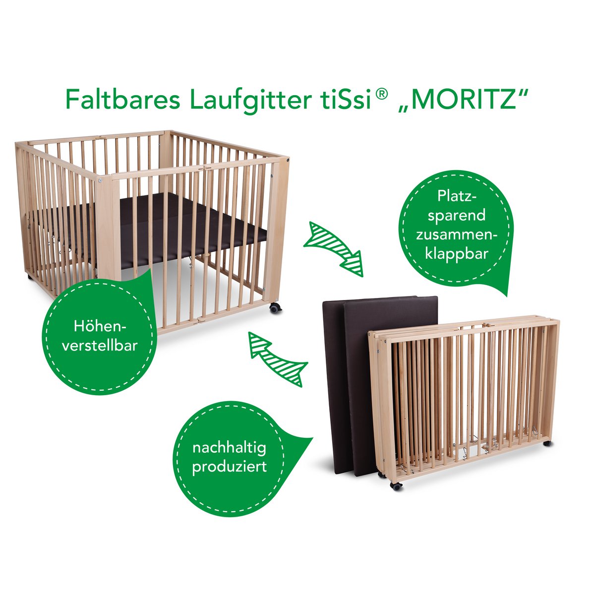 Babybox 89x85 cm naturel beuken opvouwbaar