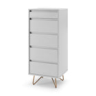 Tall chest of drawers with 4 drawers and 1 compartment, including a mirror