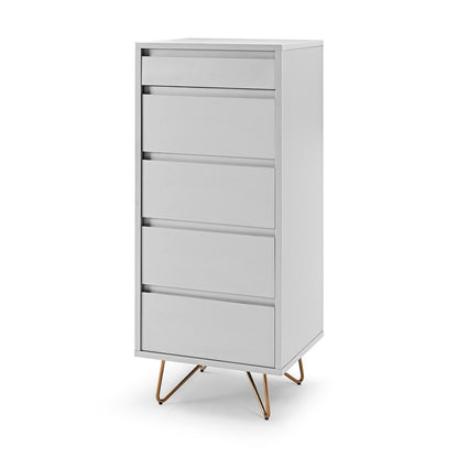 Ladekast 45x40x110 cm wit goud met spiegel