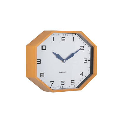 Wandklok achthoek 32 cm geel