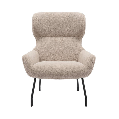 Fauteuil en kruk teddybont taupe