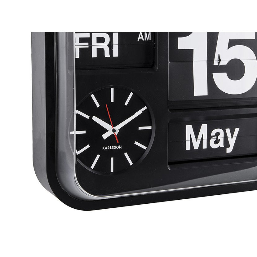 Wandklok Big Flip tijd dag datum