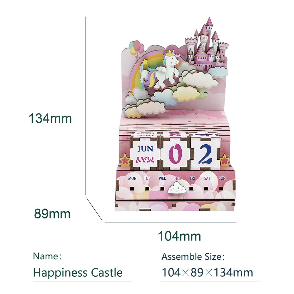 DIY Houten Puzzel Kalender, Happiness Castle, Tone-Cheer, TQ009, 13,4x8,9x10,4cm