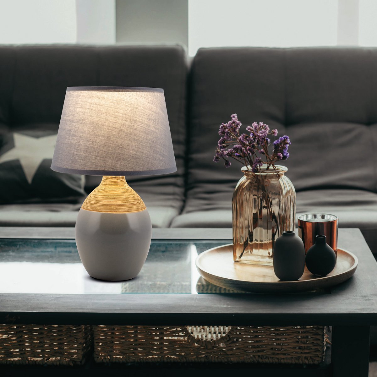 Ceramic table lamp "Tali" grey