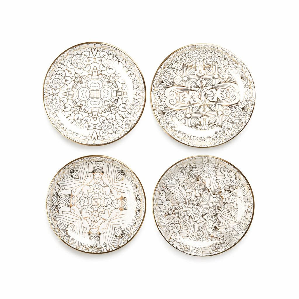 WHITE HEADS ABSTRACT DESIGN - SET OF 4