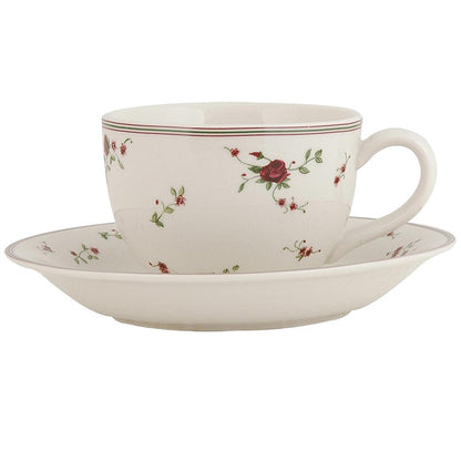 Kop en Schotel 200 ml Beige Keramiek Bloemen Servies