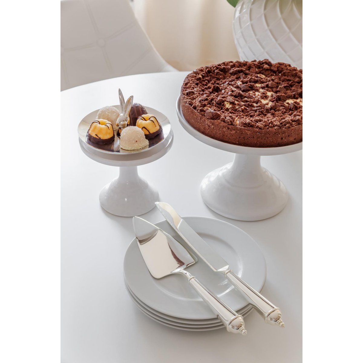Taartschep en cakemes verzilverd 32 cm