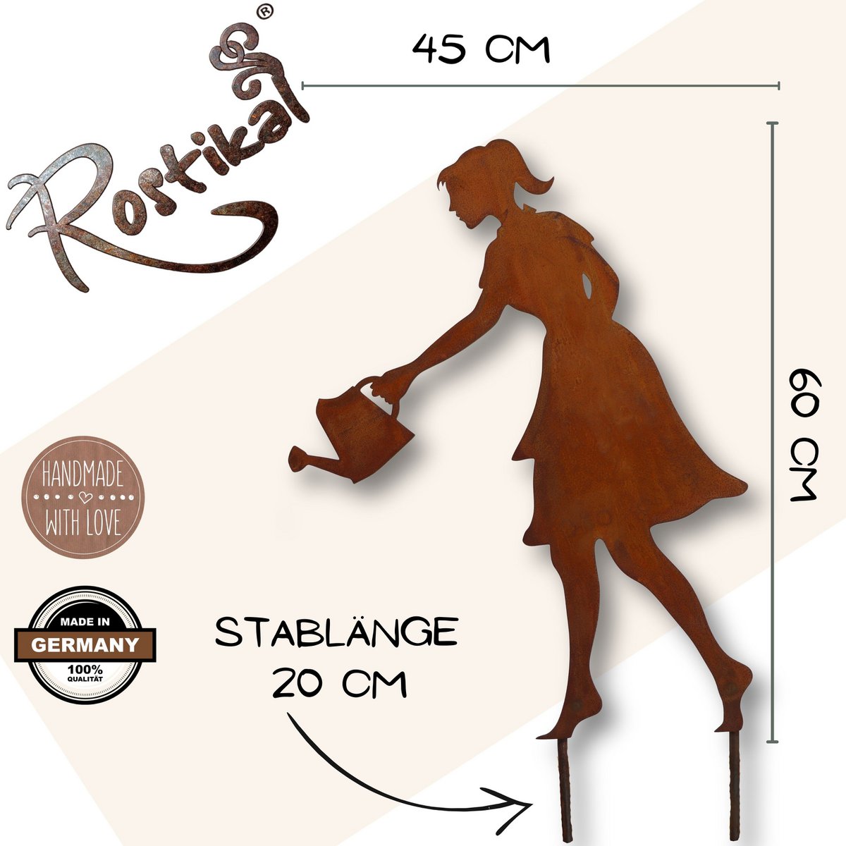 Tuindecoratie metaal 60 cm roestafwerking